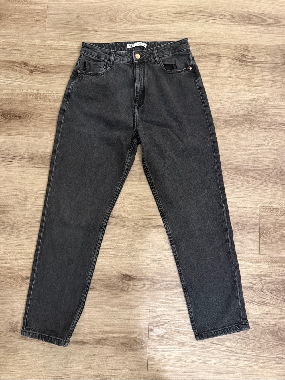 Zara Black Washed Denim Jeans